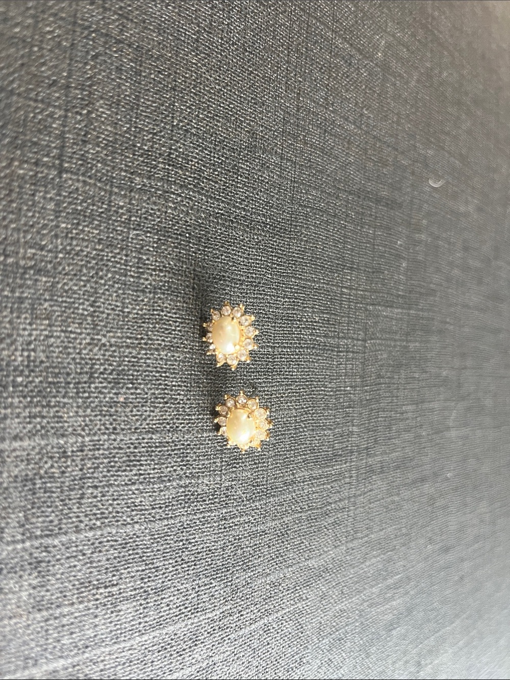 Roma Gold-Tone Pearl and Clear Crystal Floral Stud Earrings
